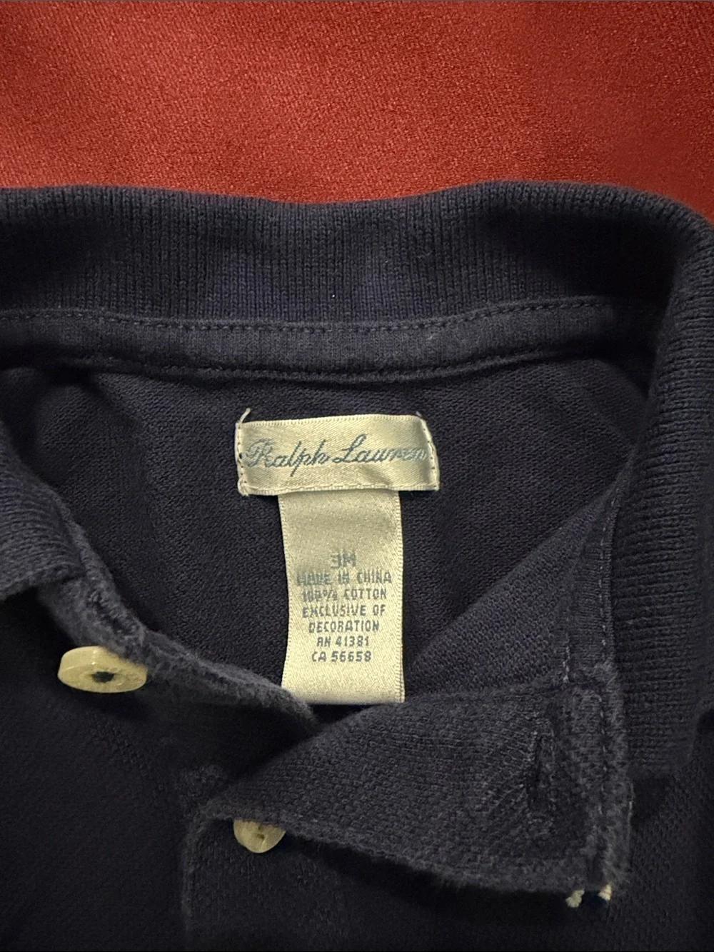 Ralph Lauren Baby 3M Navy Baby Polo Romper with White Logo
